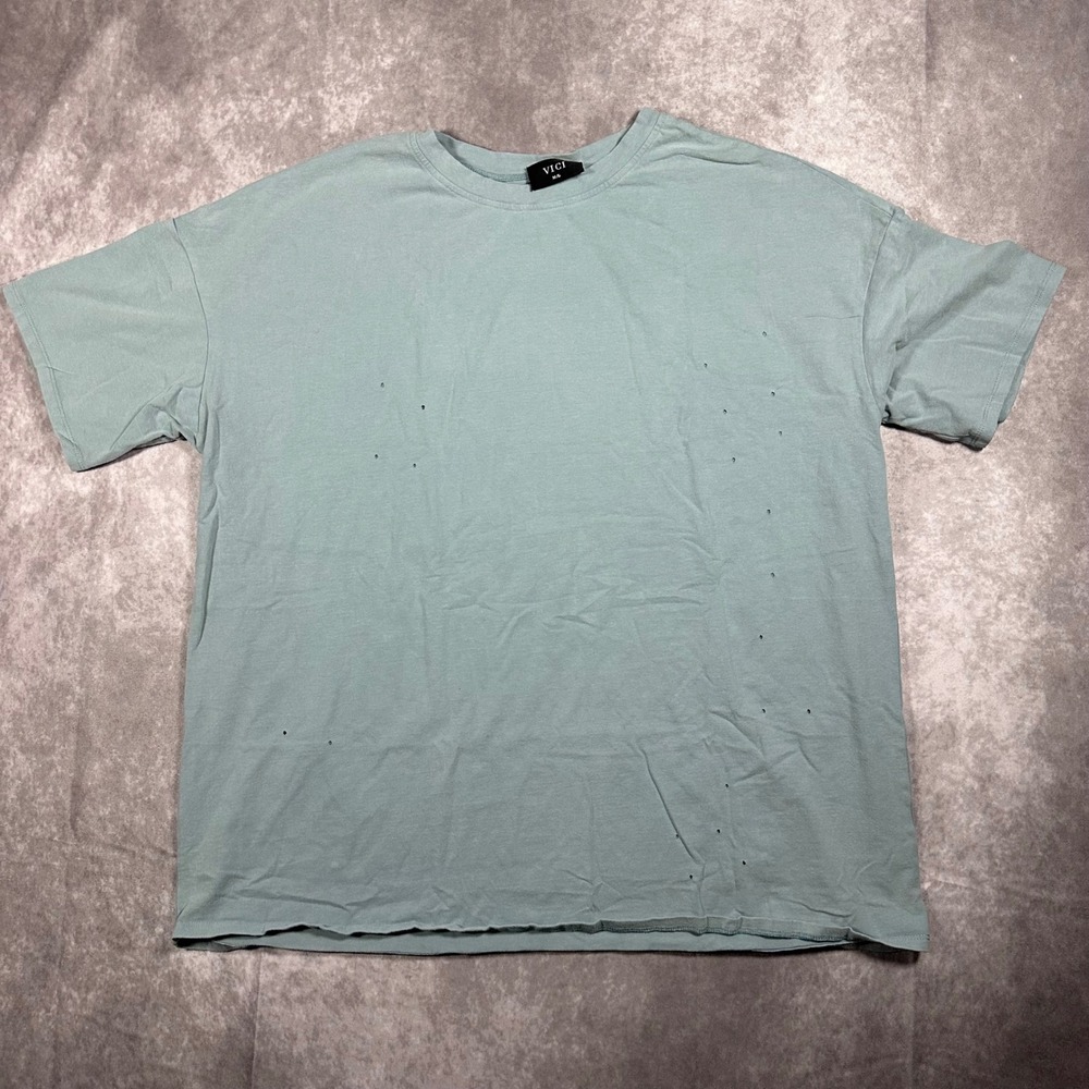 VICI Mens Distressed Sage Green Short Sleeve Crew Neck T-Shirt Size M/L Relaxed